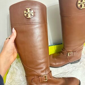 Tory Burch Brown Leather Riding Boots